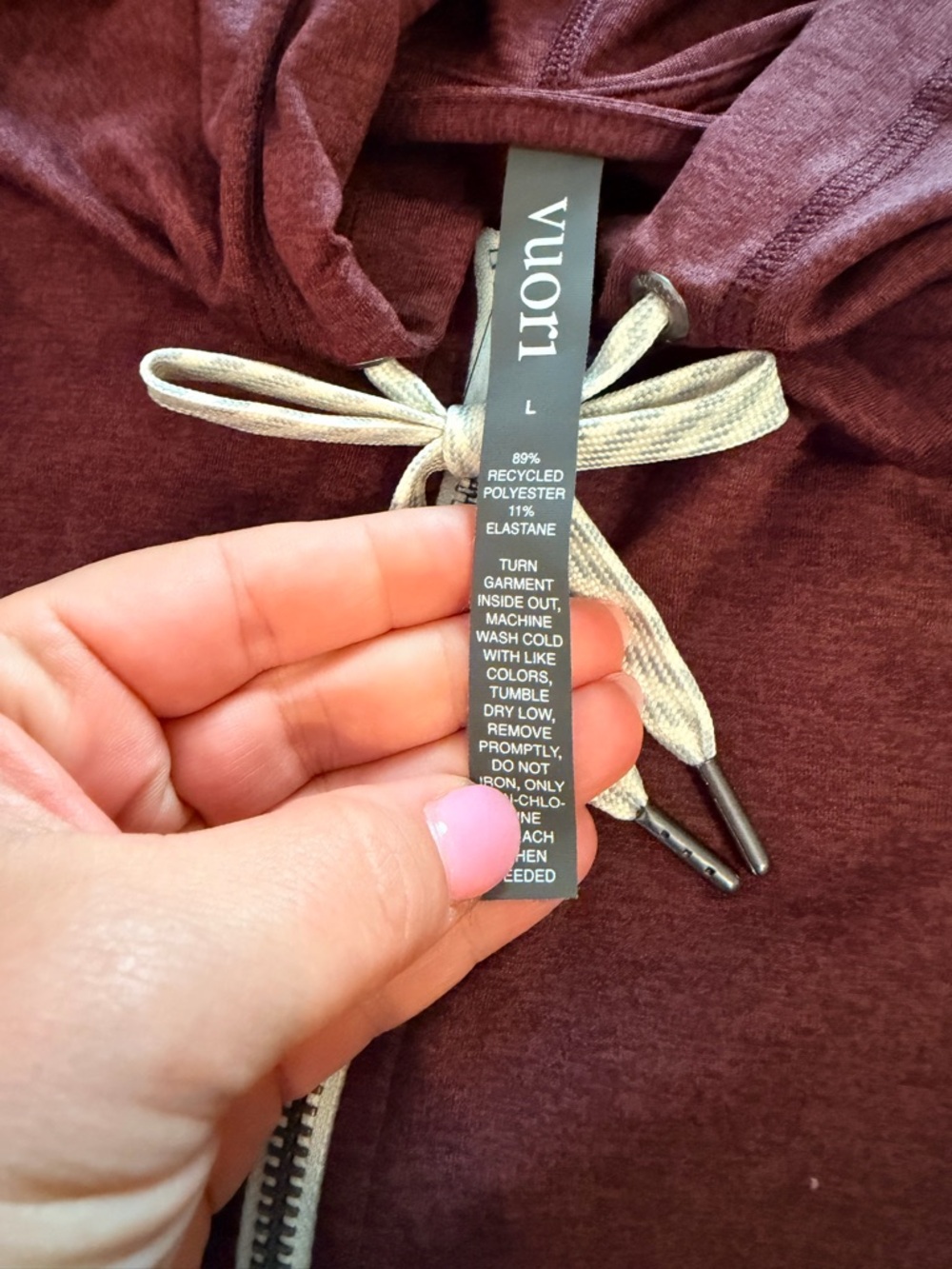 Vuori Heathered Maroon hoodie lightweight - Picture 3 of 3